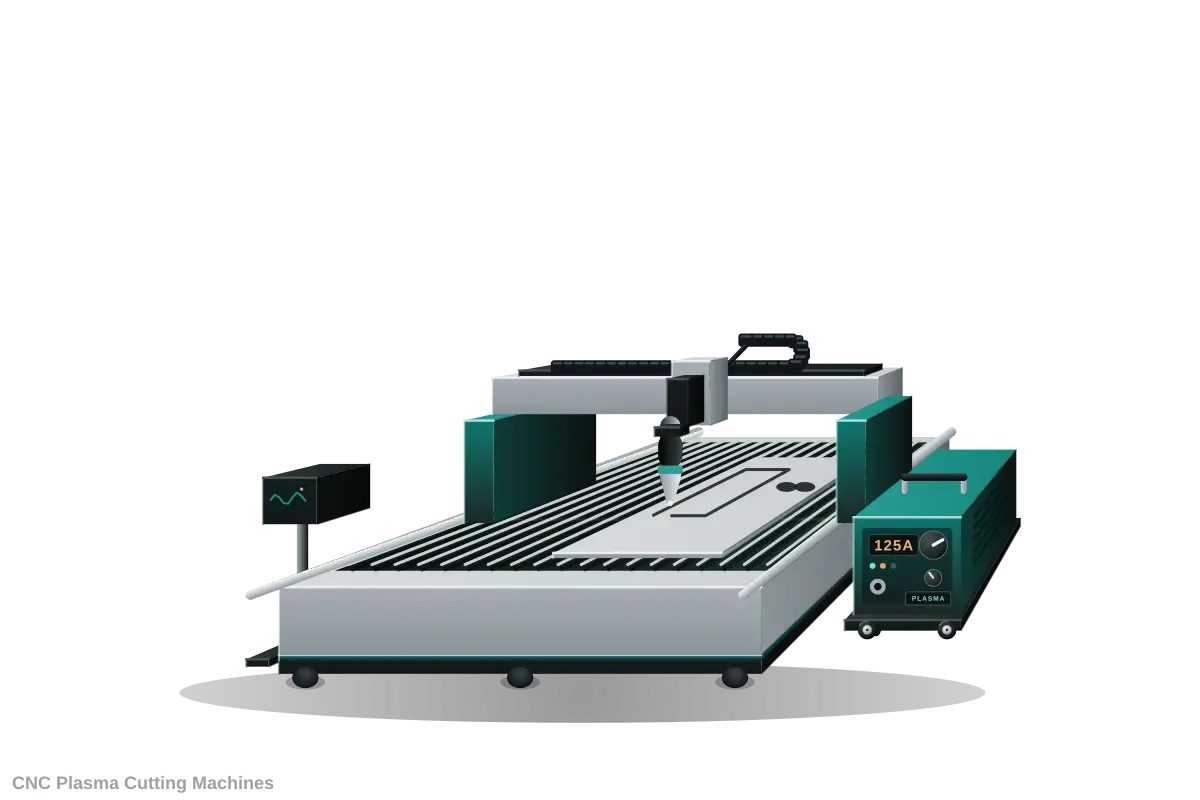 CNC plasma cutting machine cutting a profile from steel plate