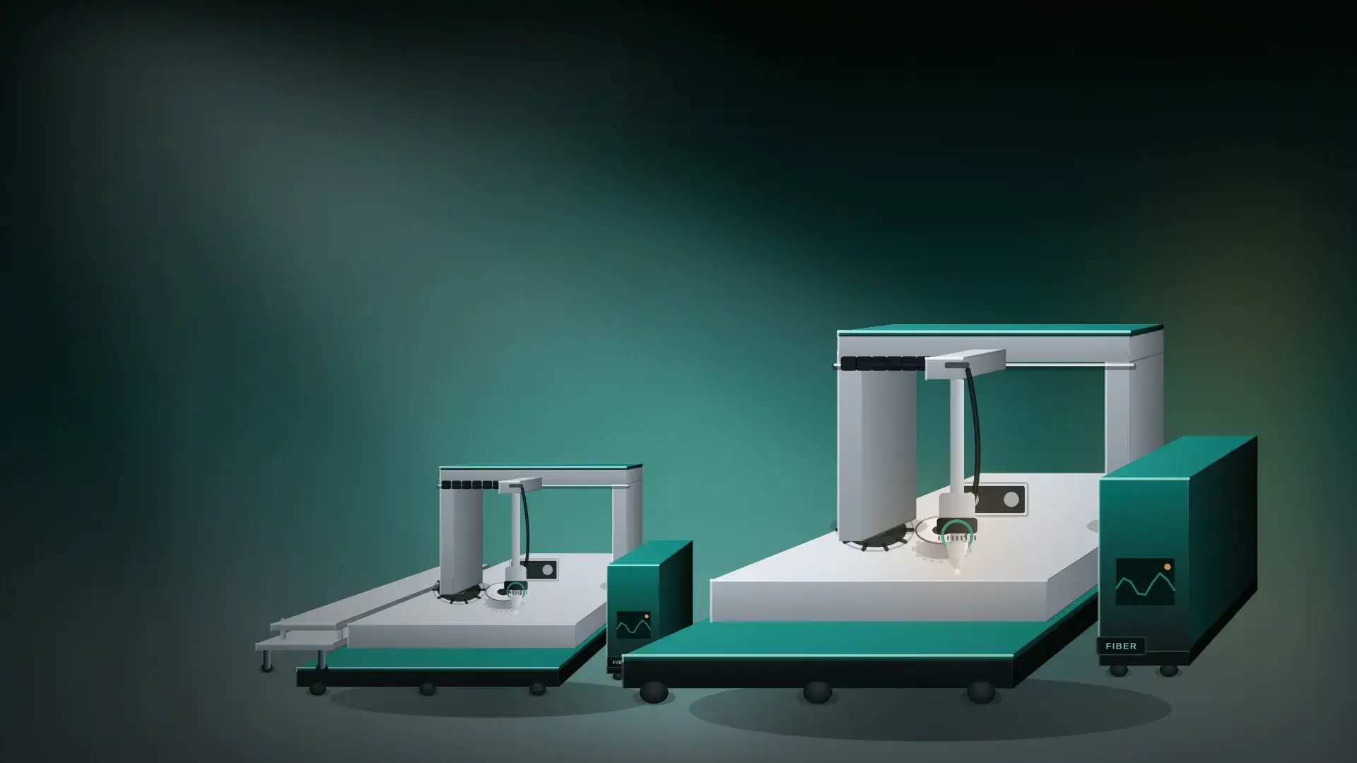 Illustration of the RA Machine manufacturing hall, wide interior view
