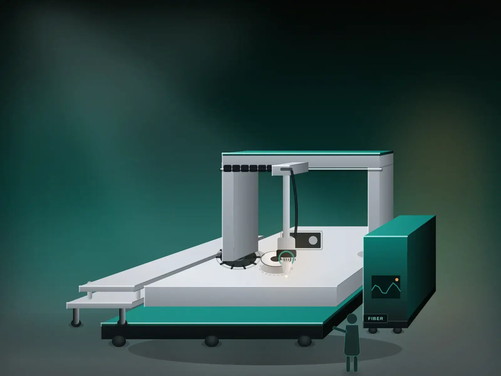Illustration of a service engineer servicing a machine on-site