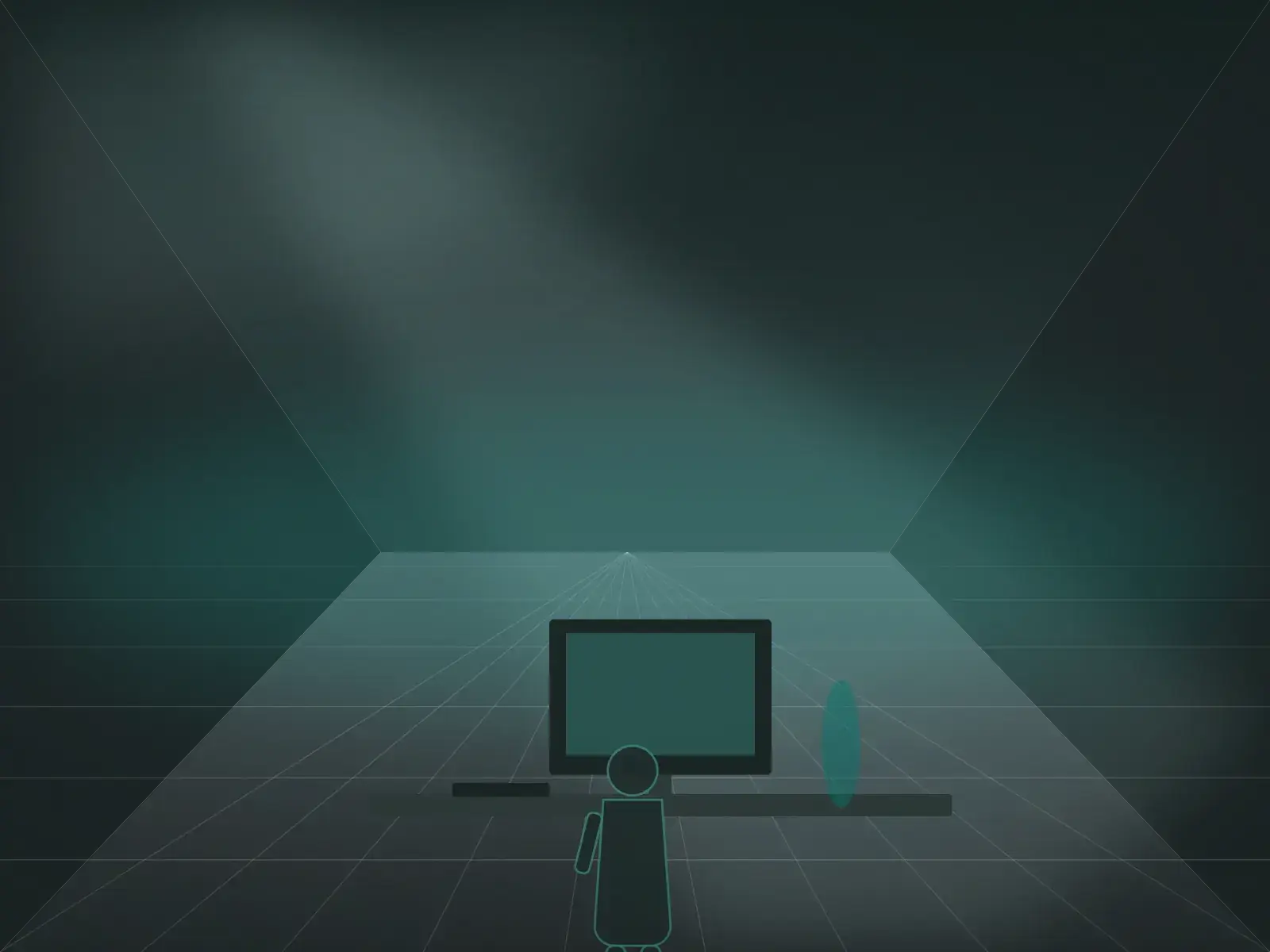 Illustration of the RA Machine office workspace